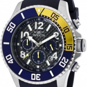 Invicta Pro Diver 13728 Mens Carbon Chronograph Analog Blue Polyurethane Watch